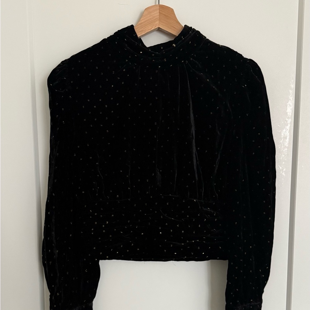 Black Velvet Long Sleeve Top